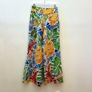 FARM RIO wide leg linen floral print pants